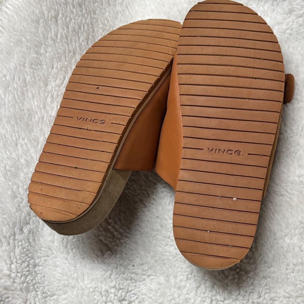 Vince Tan Leather Slide Sandals - Picture 6 of 6
